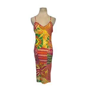 Colorful vibrant summer sheath dress size Large